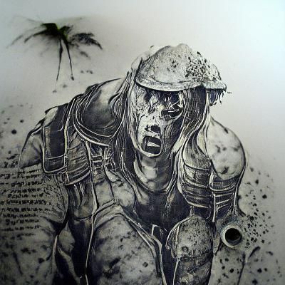 Apocalypse Survivor: Detailed Ink Drawing