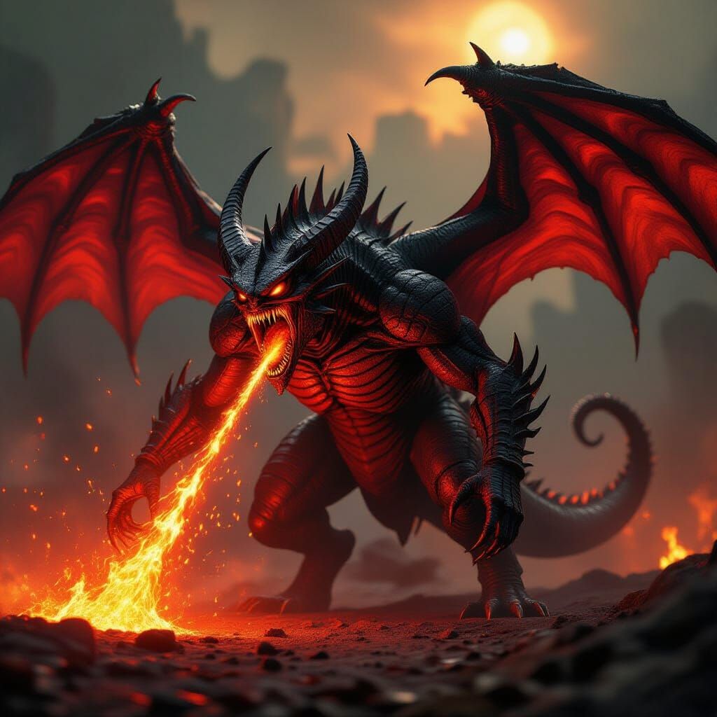 Gargantuan Dragon in Hell, H.R. Giger Inspired