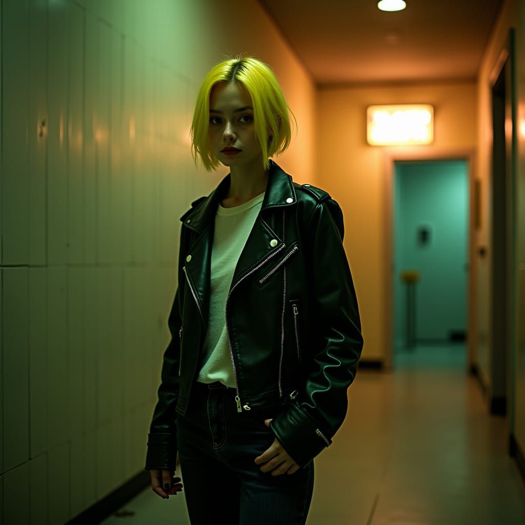 Cinematic Portrait of a Girl with Yellow Emo Hair