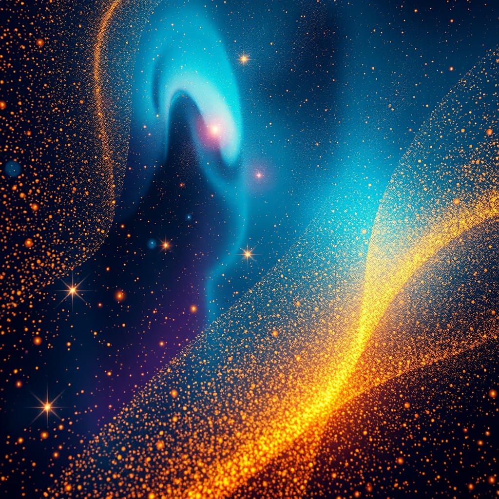 Surreal Galaxy Scene with Swirling Patterns and Shooting Sta...