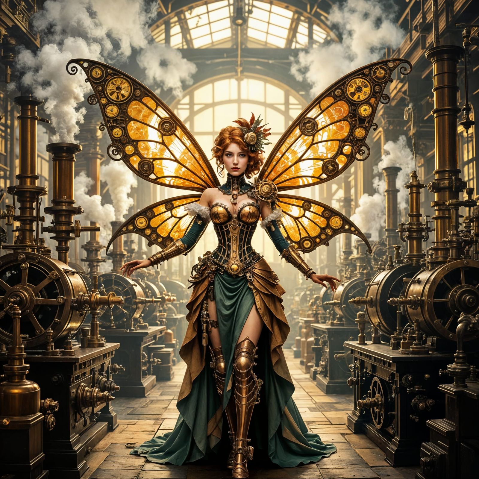 Steampunk Clockwork Fairy in Victorian Factory