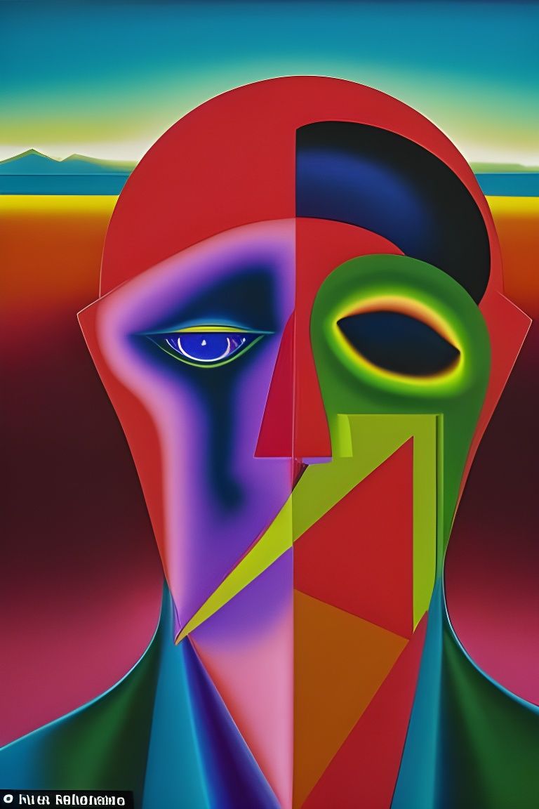 Surreal Pop Art: Tormented Mind's Hellish Mindscape