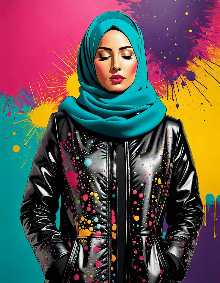 Hijabi Woman Portrait in Pop Art Style