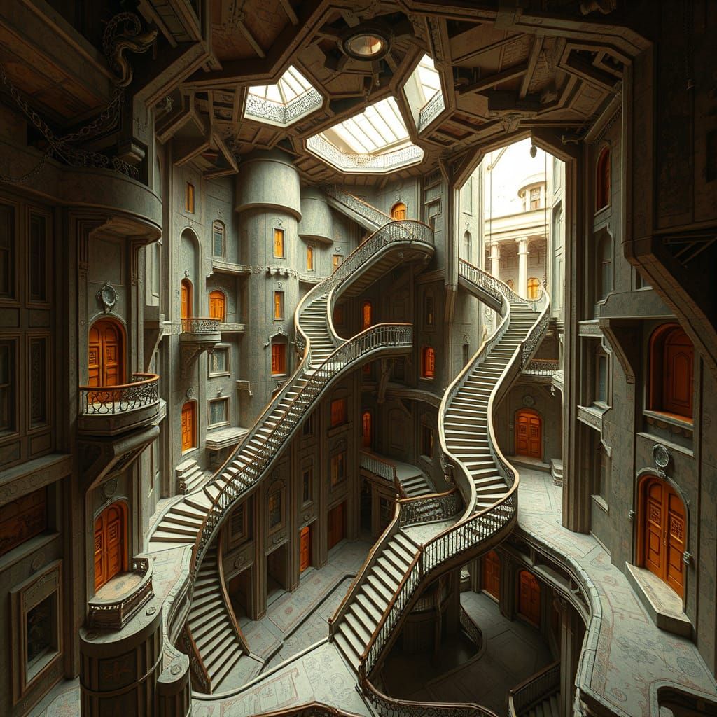 Intricate Labyrinthine Architecture in Futuristic Style