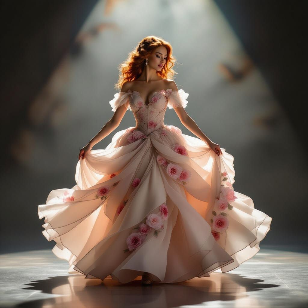 Ethereal Peony Gown Dancer in Romantic Style