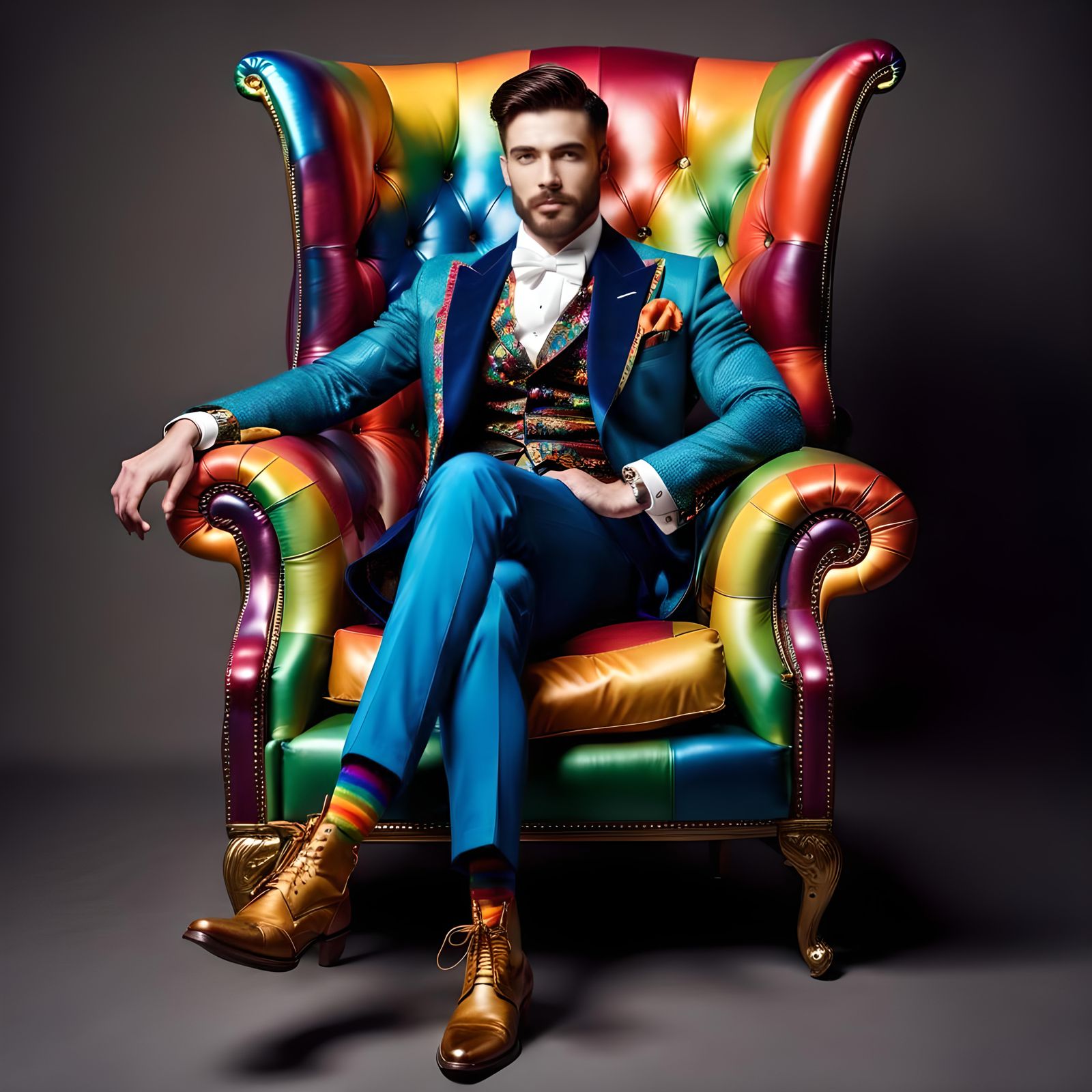 Rainbow Edwardian Gentleman in Vintage Studio