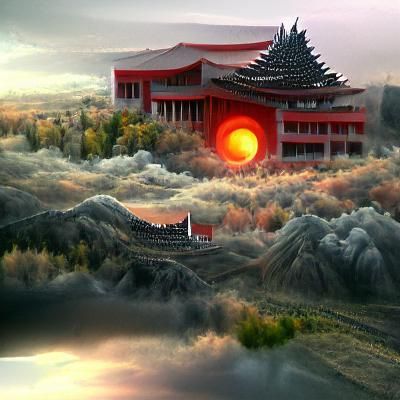 Detailed Matte Painting of the Rising Sun House
