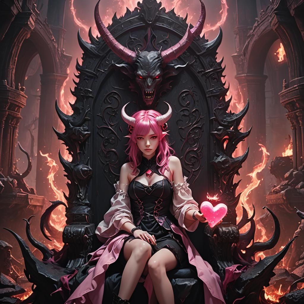 Anime VTuber on Throne: Digital Matte Painting