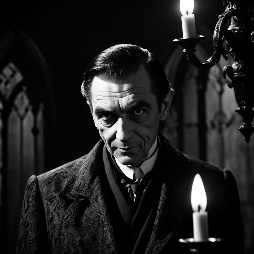 Bela Lugosi's Macabre Grin in a Haunted Castle
