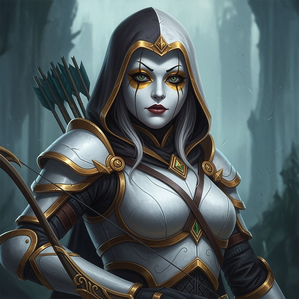 Female Ranger with Porcelain Doll Mask, Matte Painting