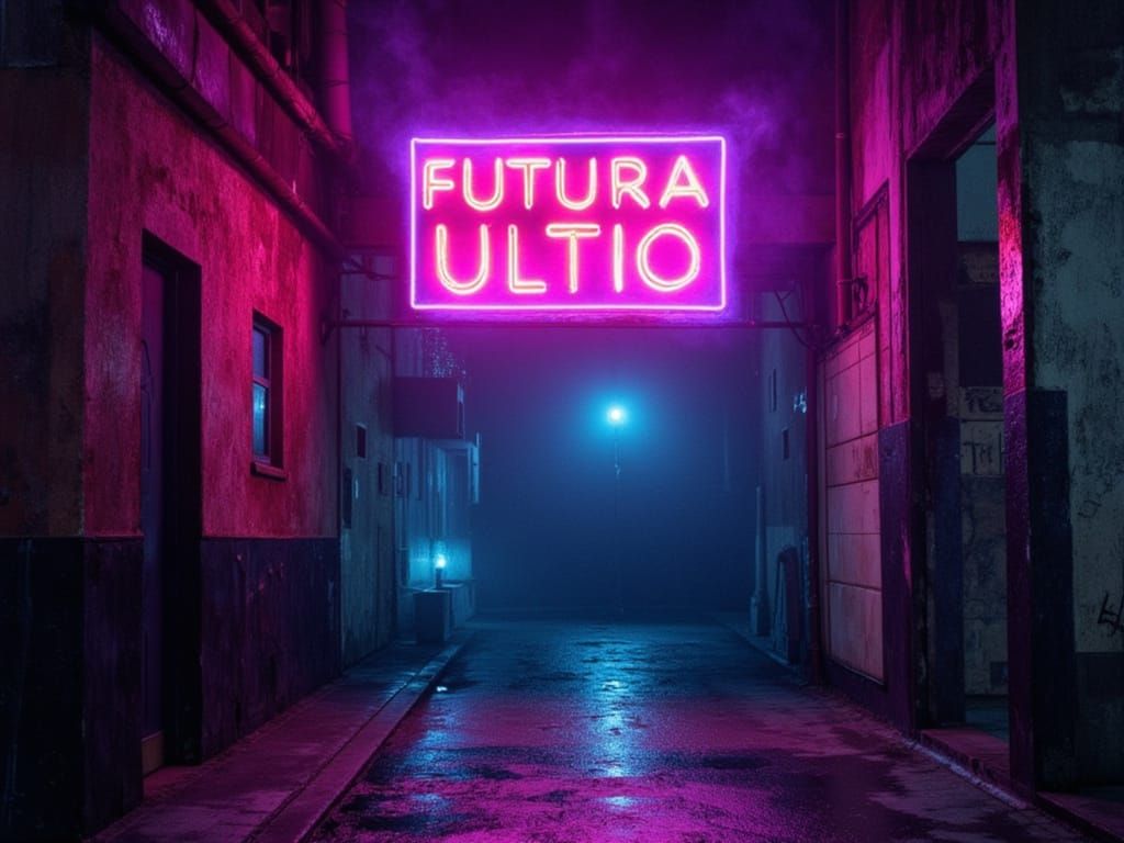 Futura Ultio Neon Sign in Cyberpunk Style