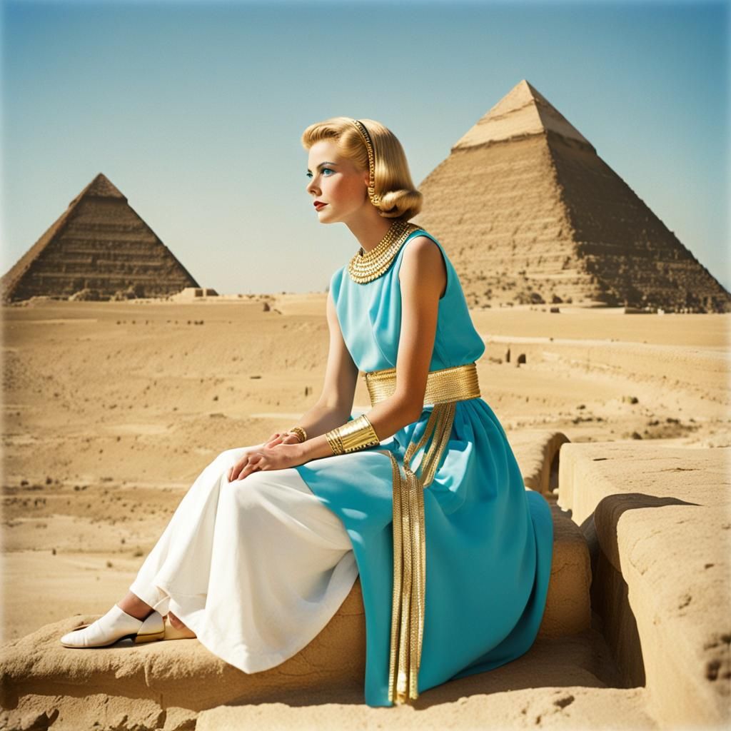 Grace Kelly as Cleopatra at the Pyramids