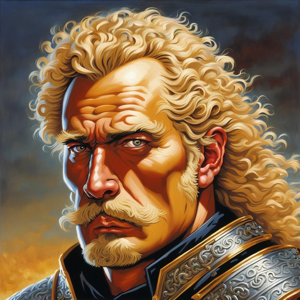 Napoleonic Marshal in Mongolian Armor, Fantasy Illustration