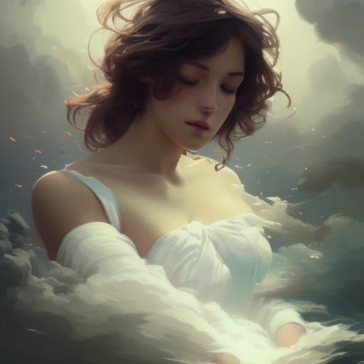 Dreamy Cloudscape: People Sleeping in the Heavens