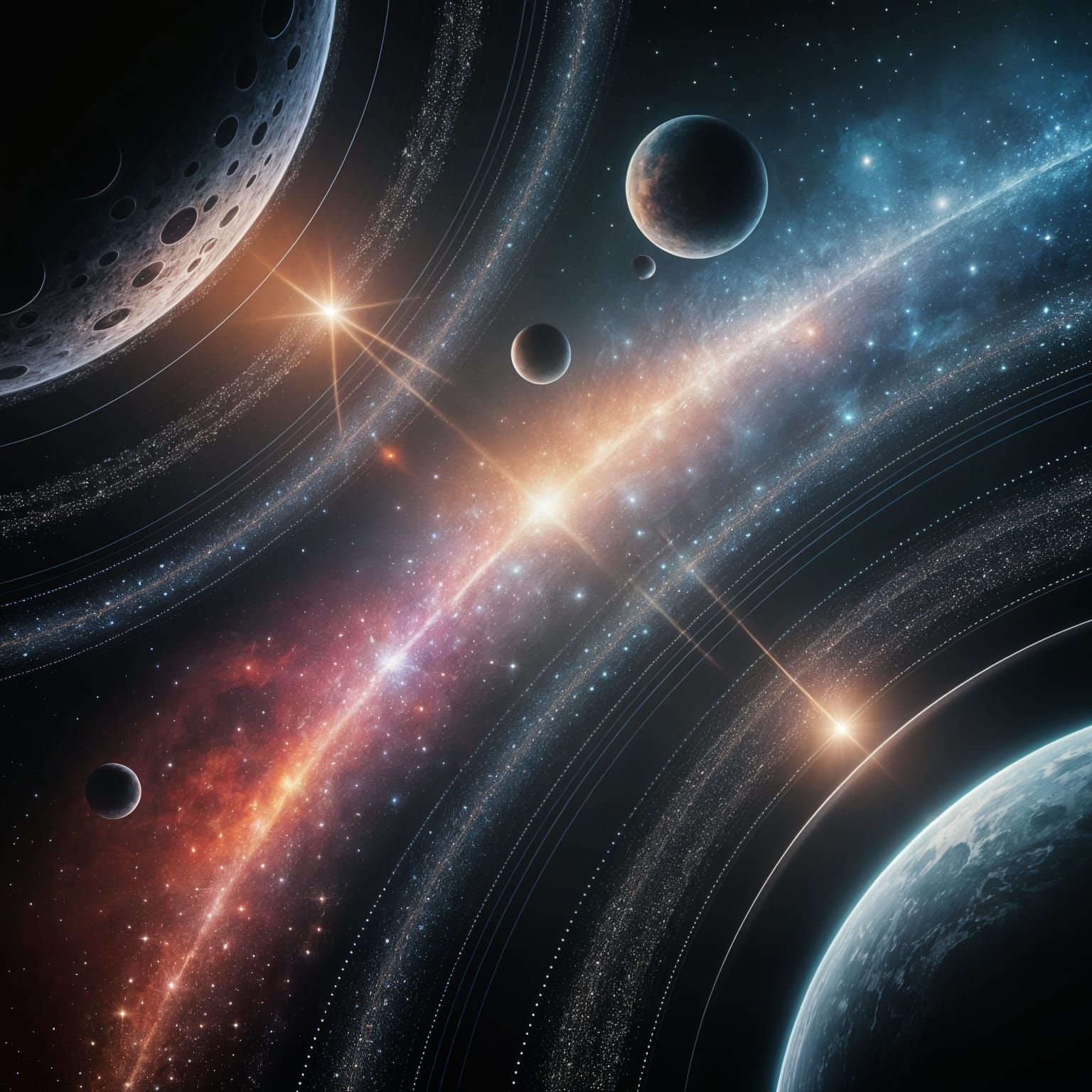 Polka Dot Planets in Futuristic Digital Art