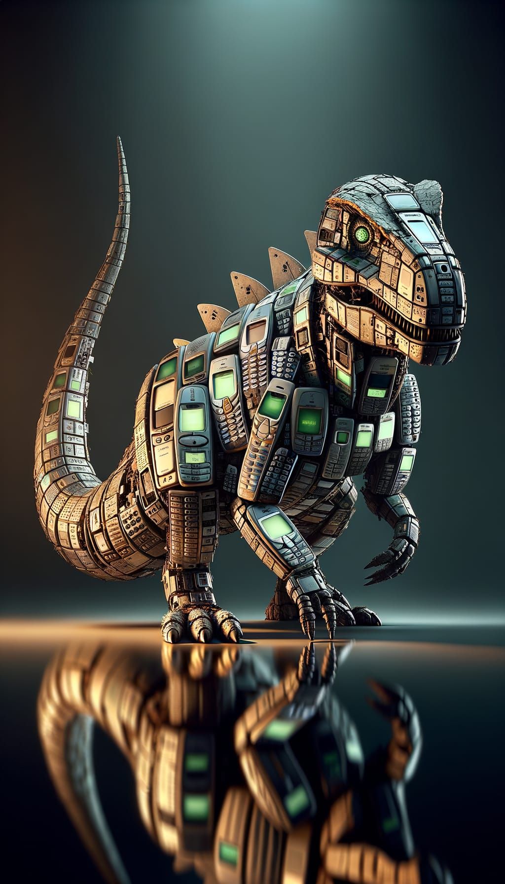Nokia Phone Dinosaur: Somber Futuristic Hybrid