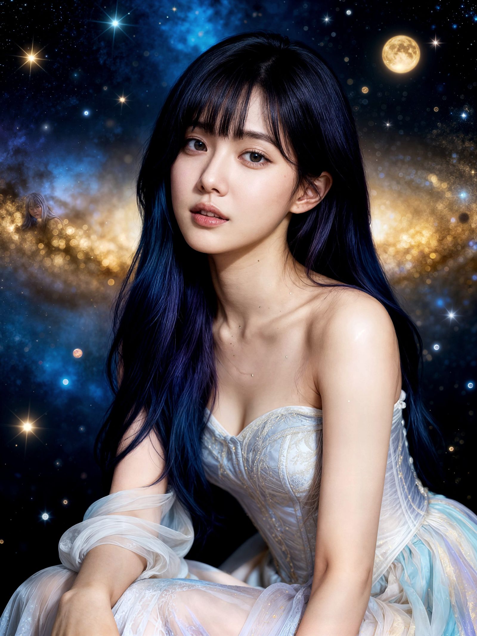 Ethereal Idol in Cosmic Dreamscape