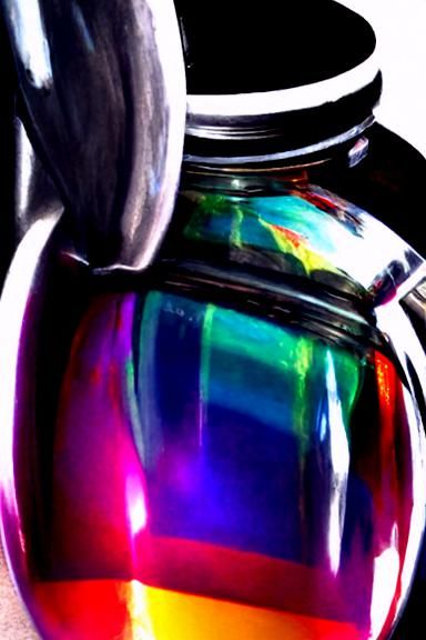 Iridescent Liquid Reflections in a Jar