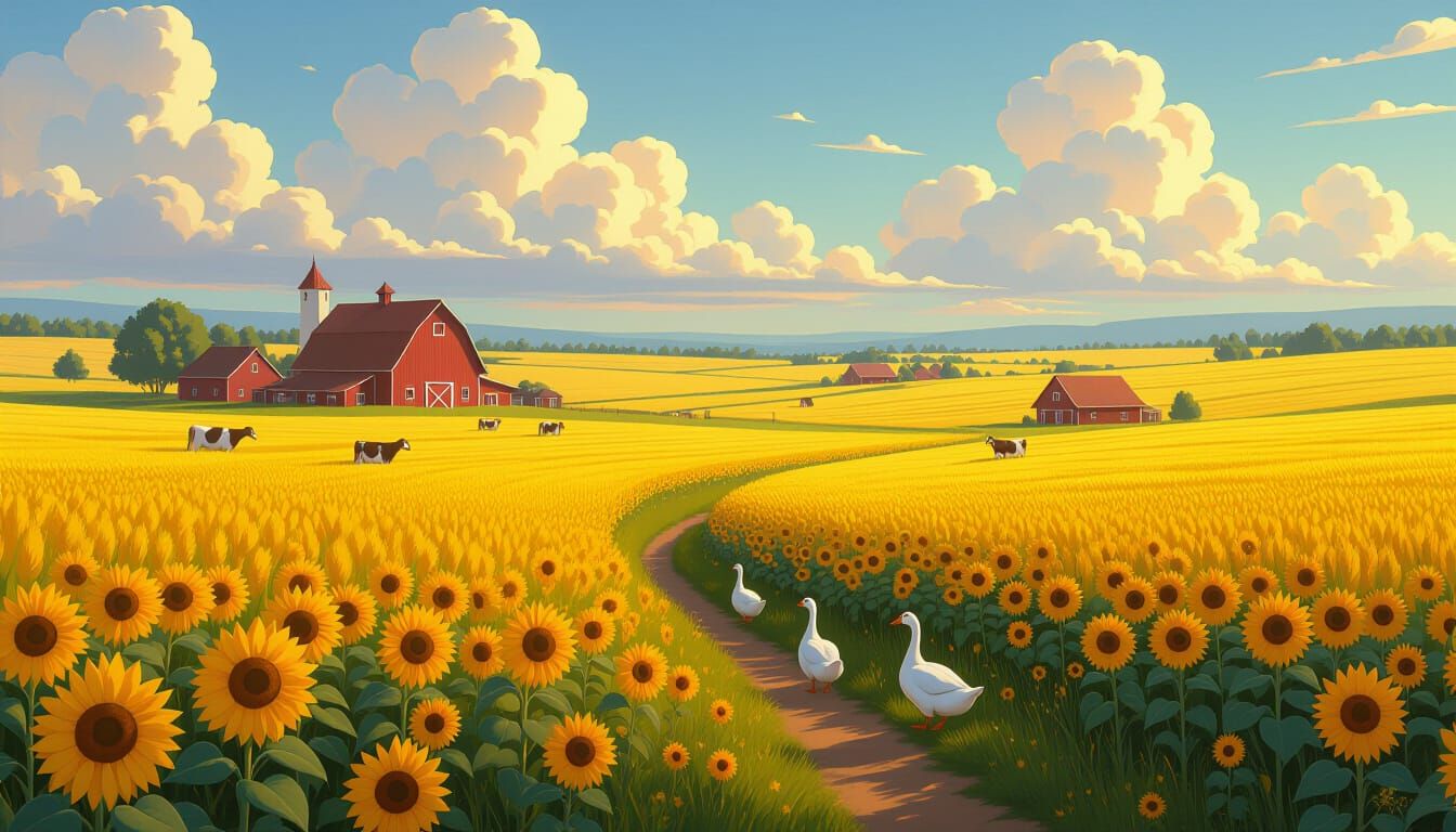 Lush Countryside Scene in Detailed Matte Painting Style