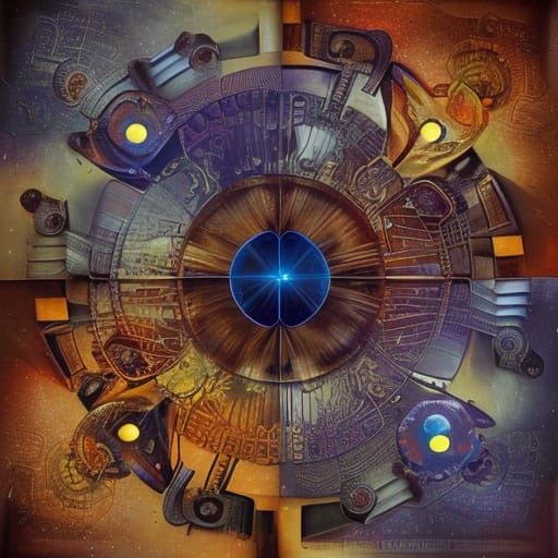 Steampunk Robot's Celestial Creation: A Digital Artwork