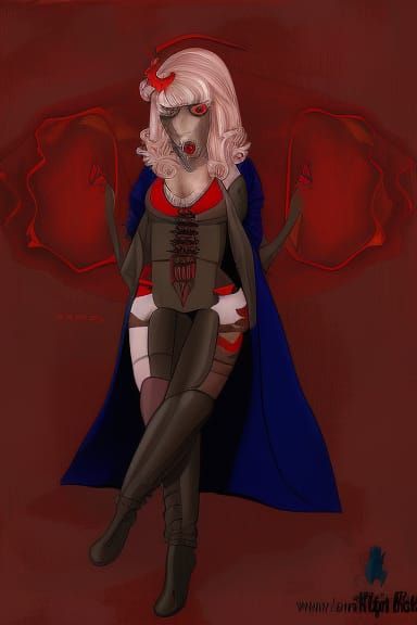 Gothic Vampire Maiden Standing Before a Bloody Canvas