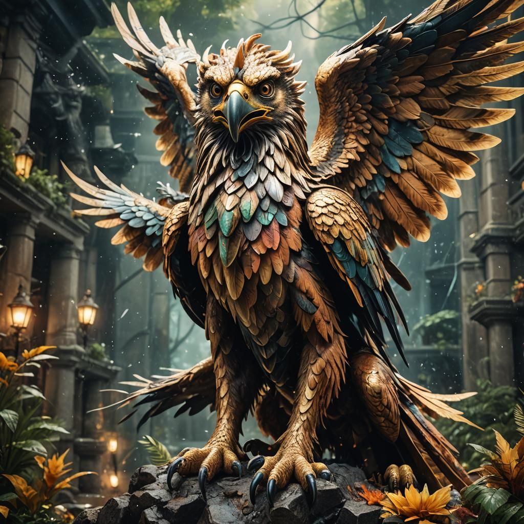 Mystical Gryphon in Flight: Detailed Splash Art