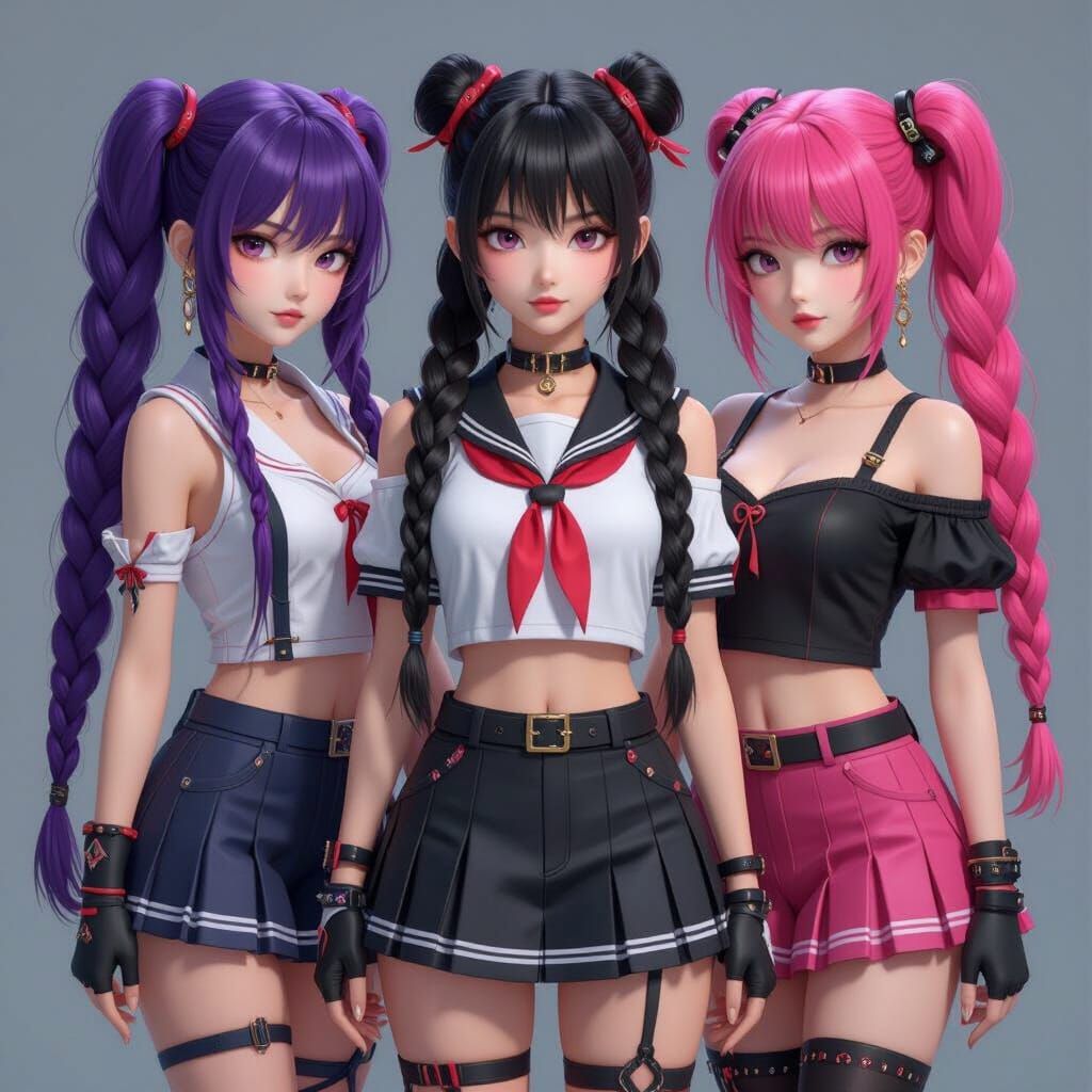 K-Pop Demon Hunters in Anime Style