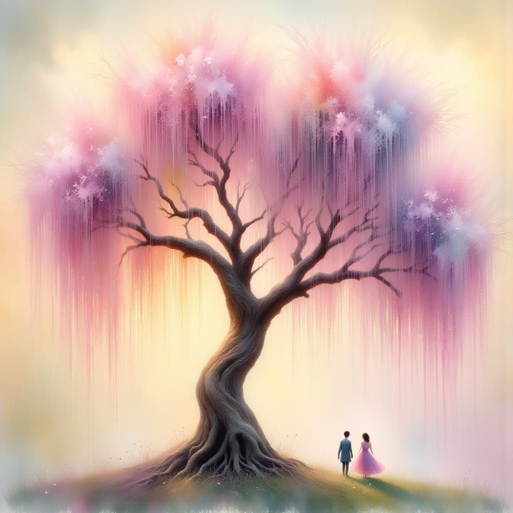 Pastel Whimsy Weeping Willow Tree