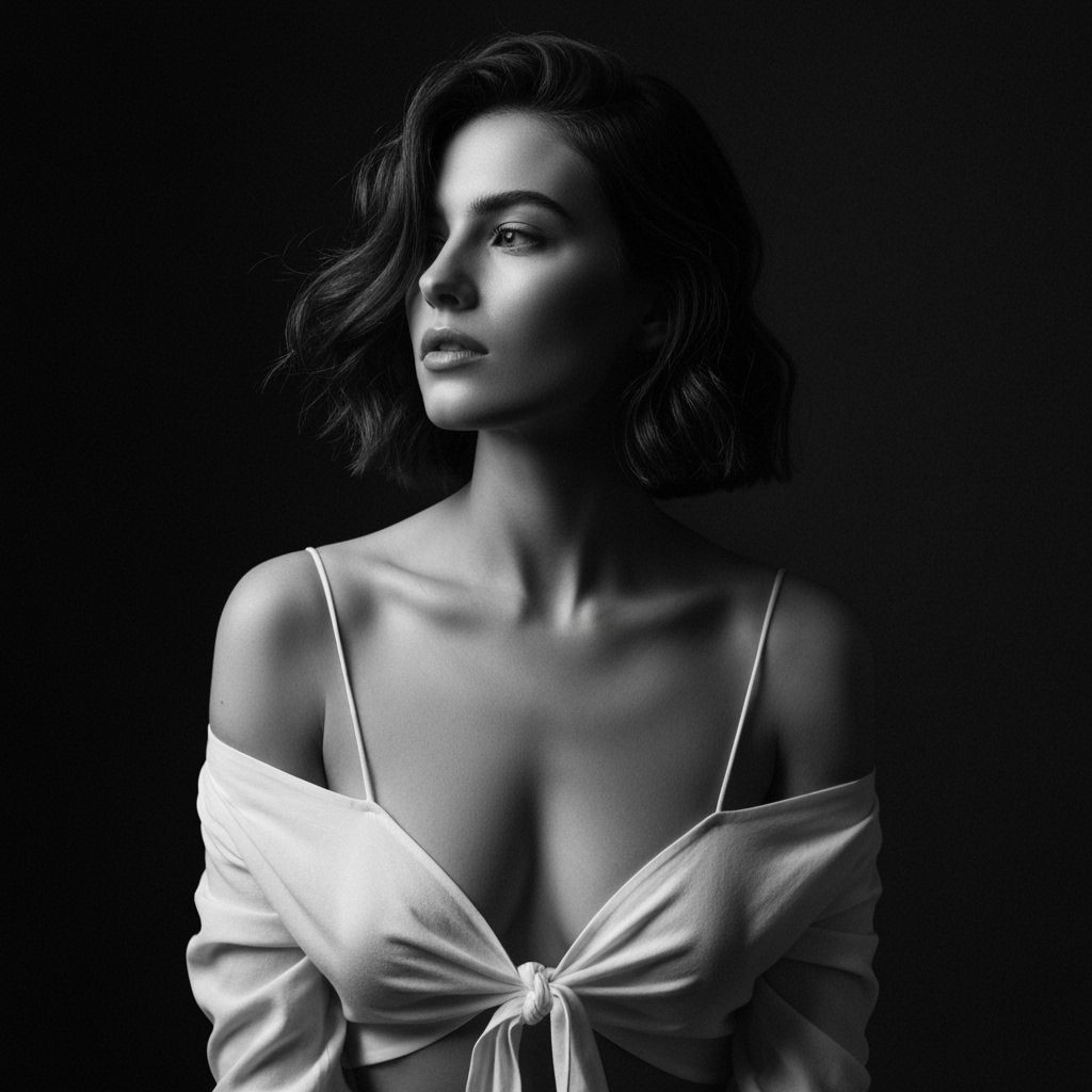 Elegant Black and White Portrait of a Woman