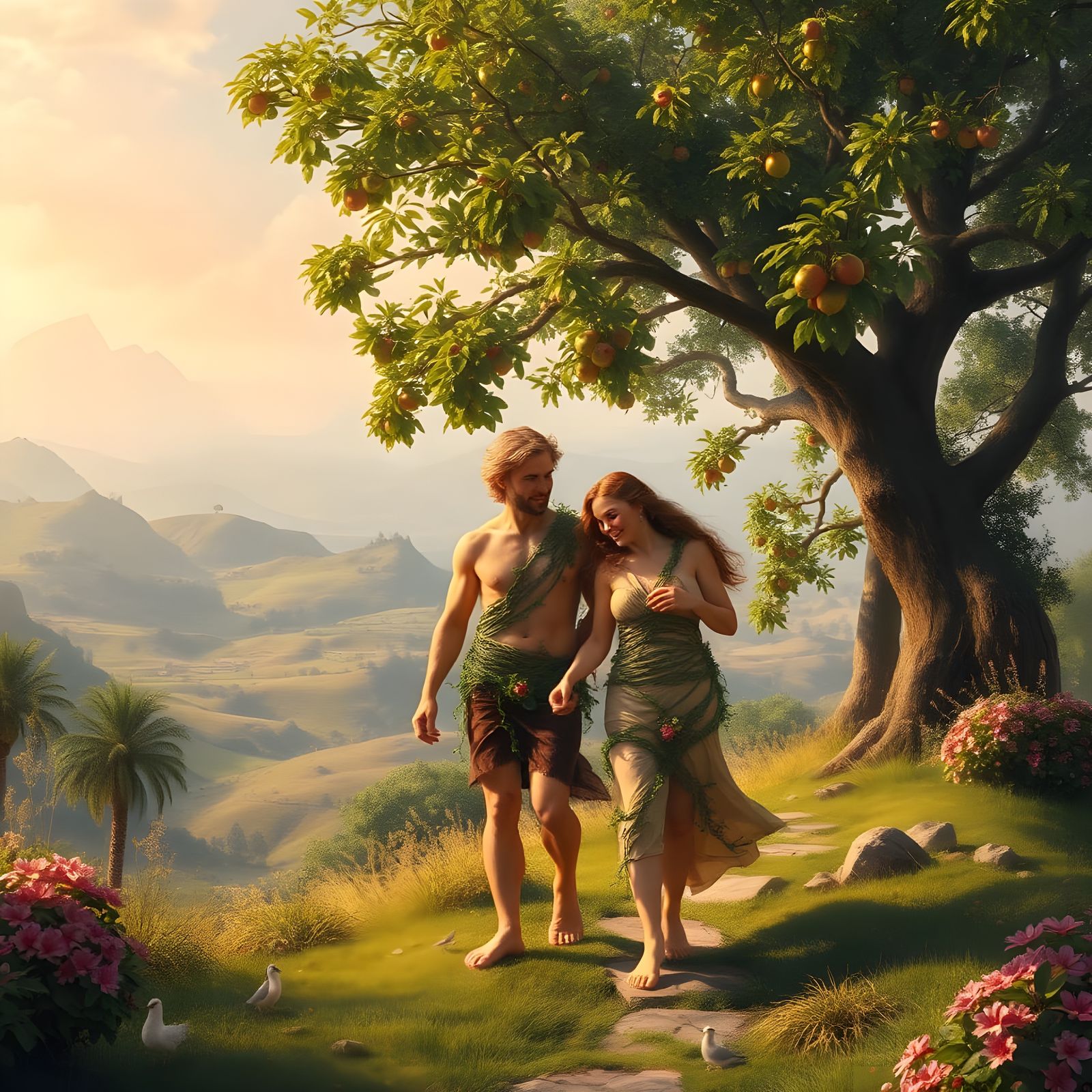 Adam and Eve in Paradise: A Hyperdetailed Fantasy