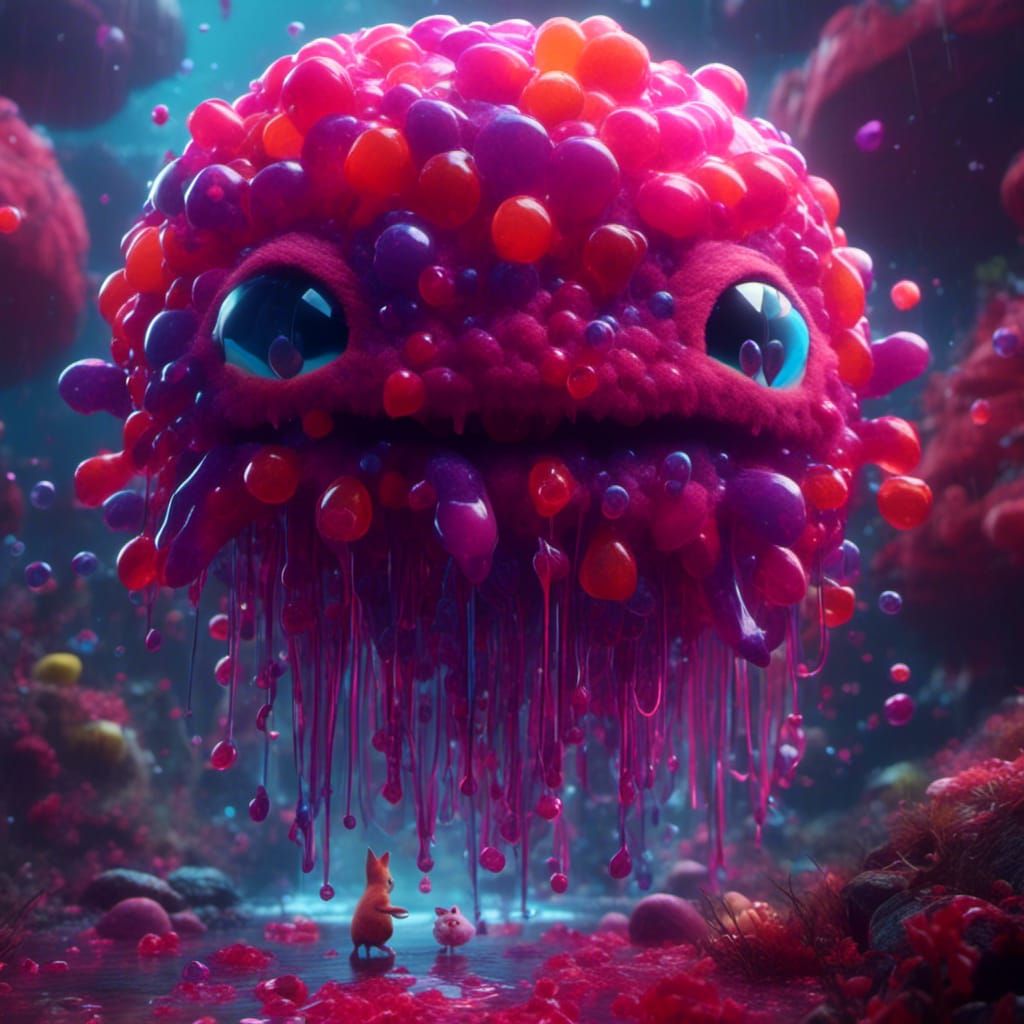 Fantastical Jelly Cat in Detailed Digital Art