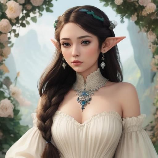 Elegant Elf Portrait in Fantasycore Style