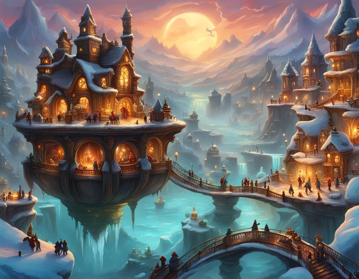 Steampunk Floating Island Christmas Celebration