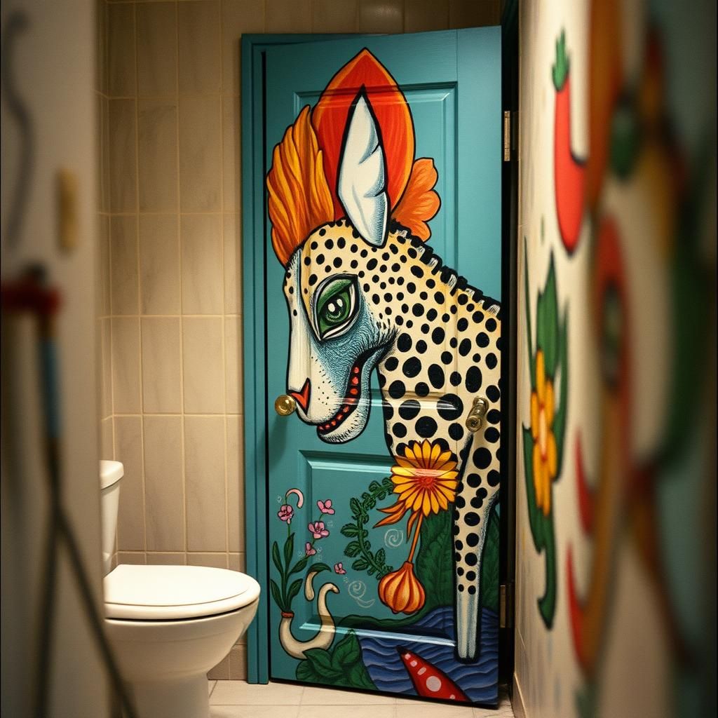 Detailed Hand-Painted Mural with Vibrant Colors