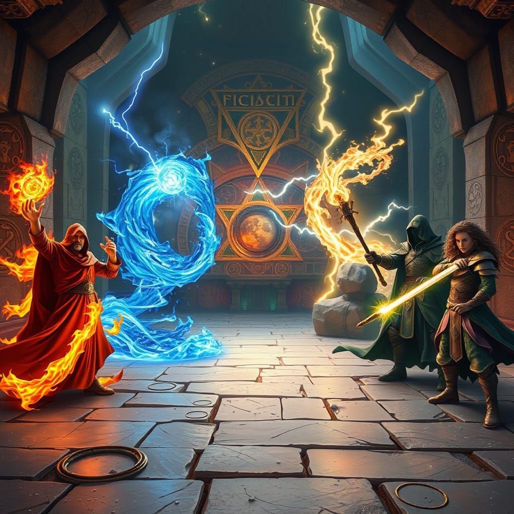 Mystical Mages Engage in Epic Magical Duel in Ancient Arena