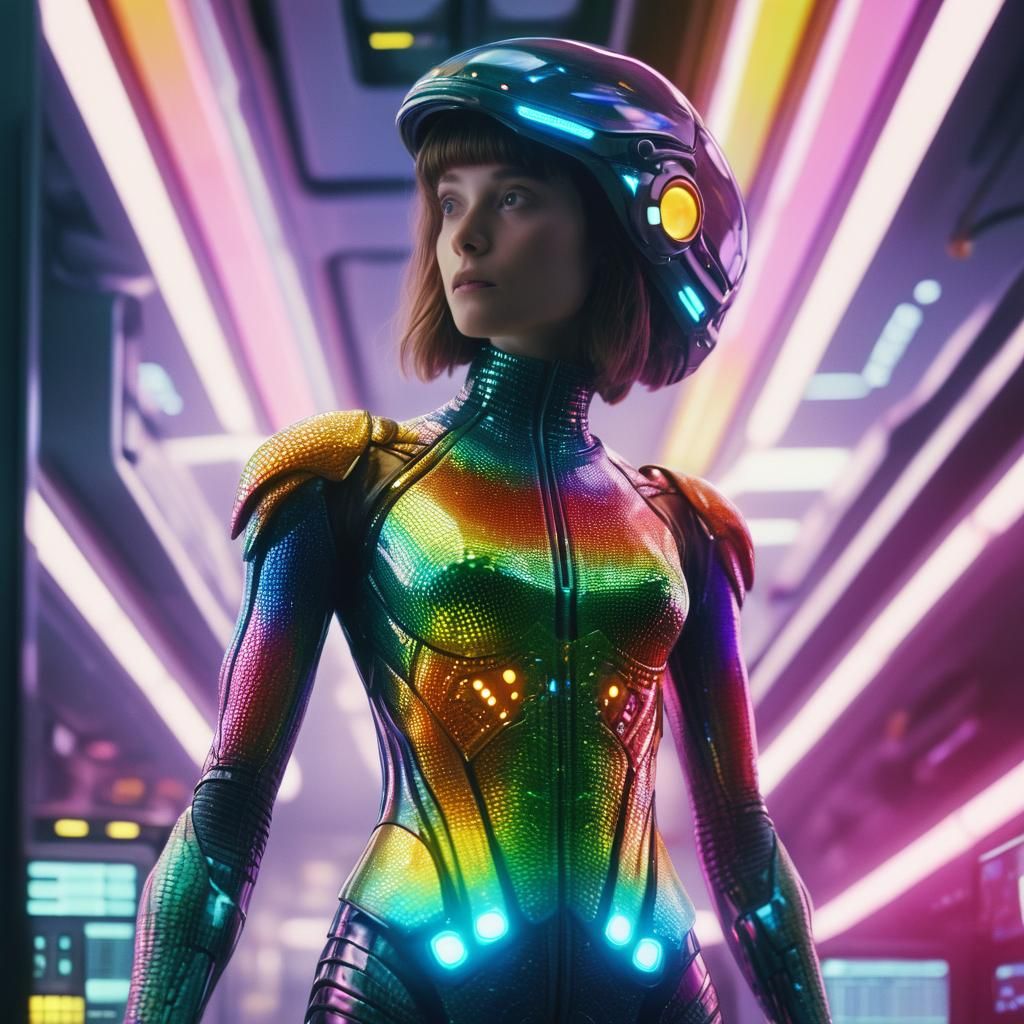 Lizard Alien in Sci-Fi Lab: Cinematic Film Still