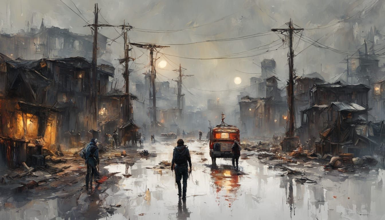 Expressionist Painting of Two Figures with Vibrant Colors