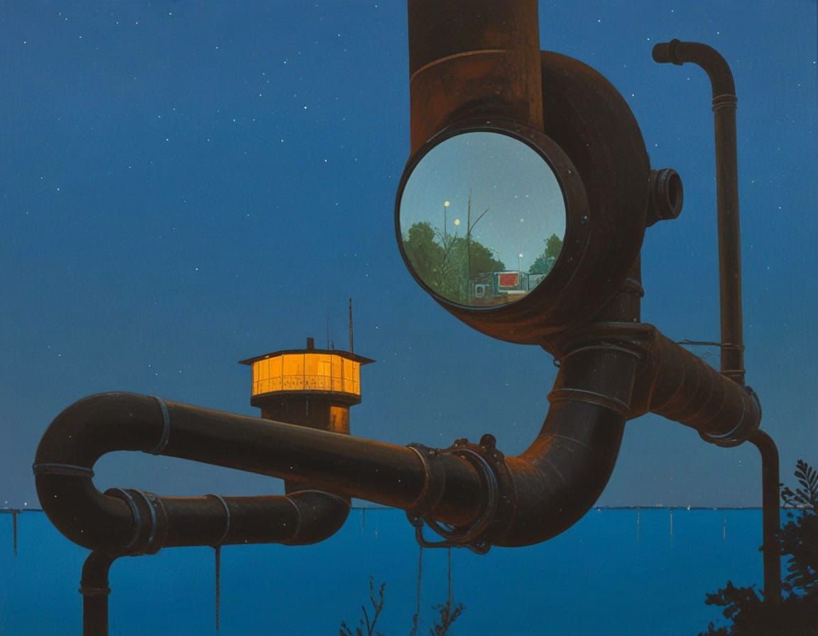 Junction at Night: Moody Industrial Scene