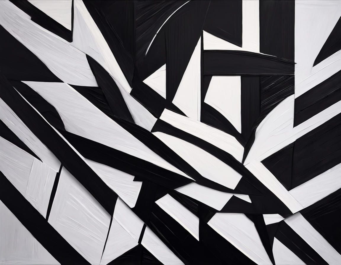 Abstract Black and White Art Blending Night and Day