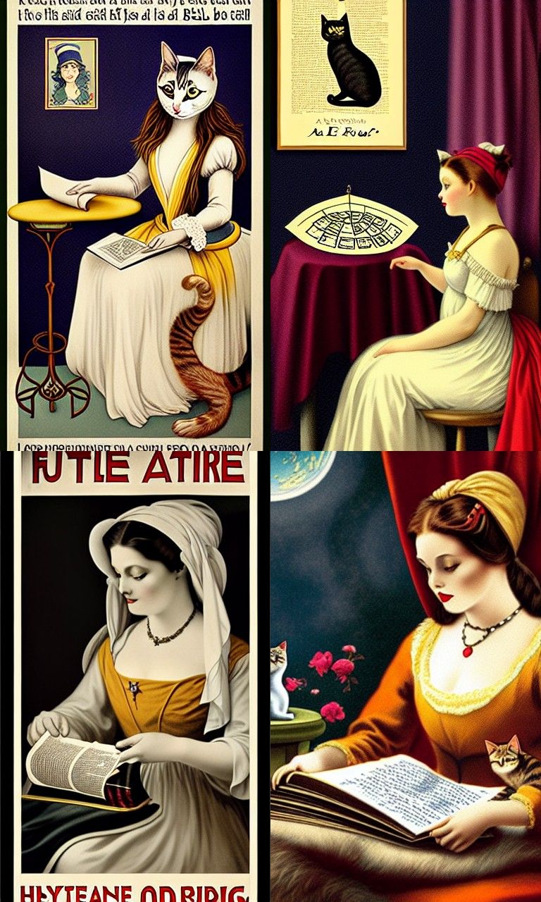 Fortune Teller Cat in Belle Epoque Style