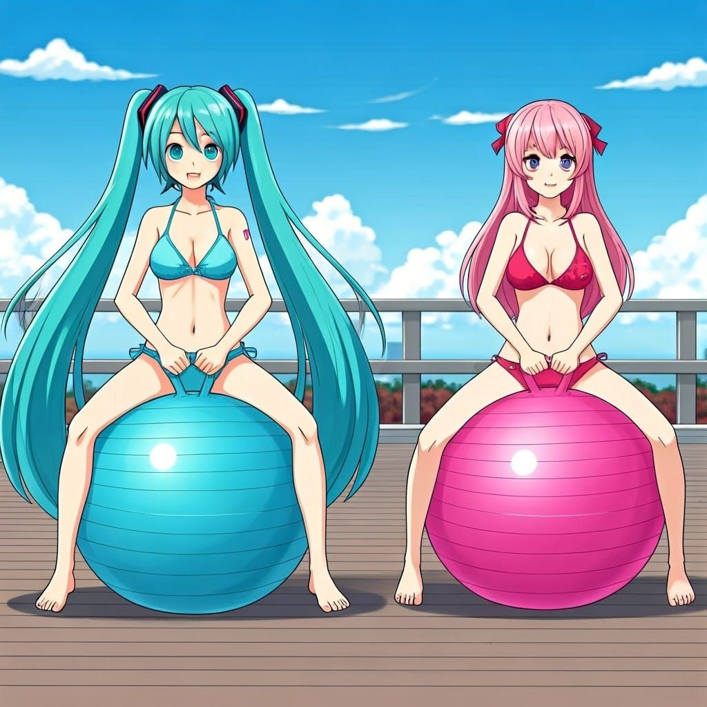 J-Pop Idols Bounce on Exercise Balls in Bikinis