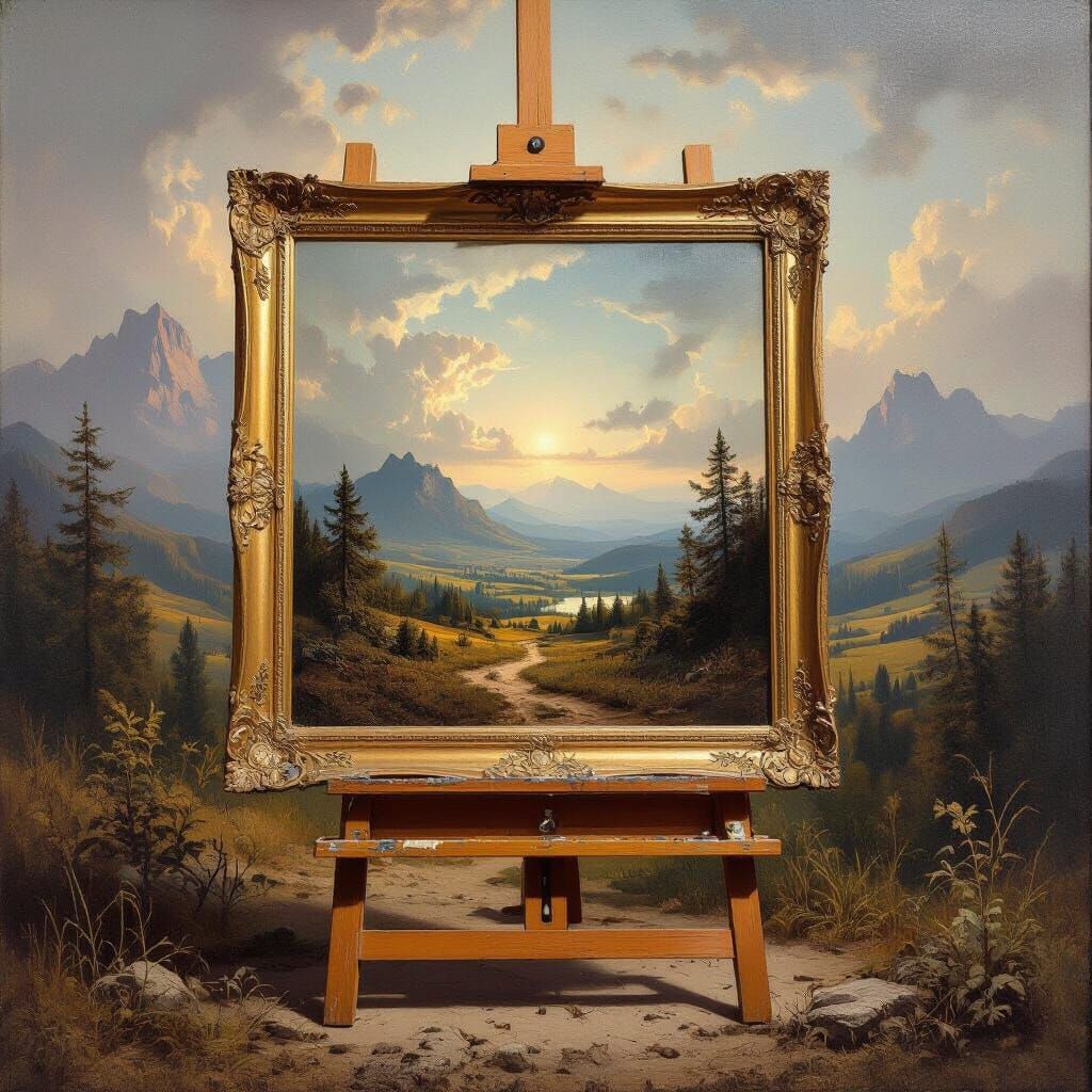 Recursive Landscape Painting in Romantic Style