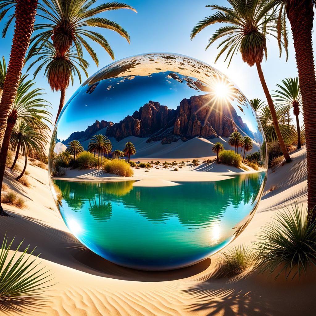 Magical Oasis Inside a Giant Transparent Orb
