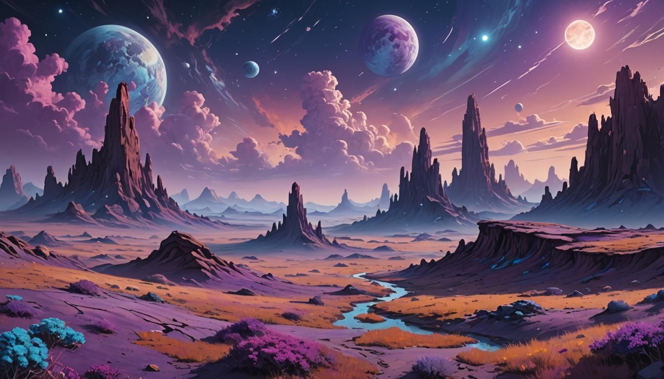 Sci-Fi Landscape with Non-Newtonian Meadows