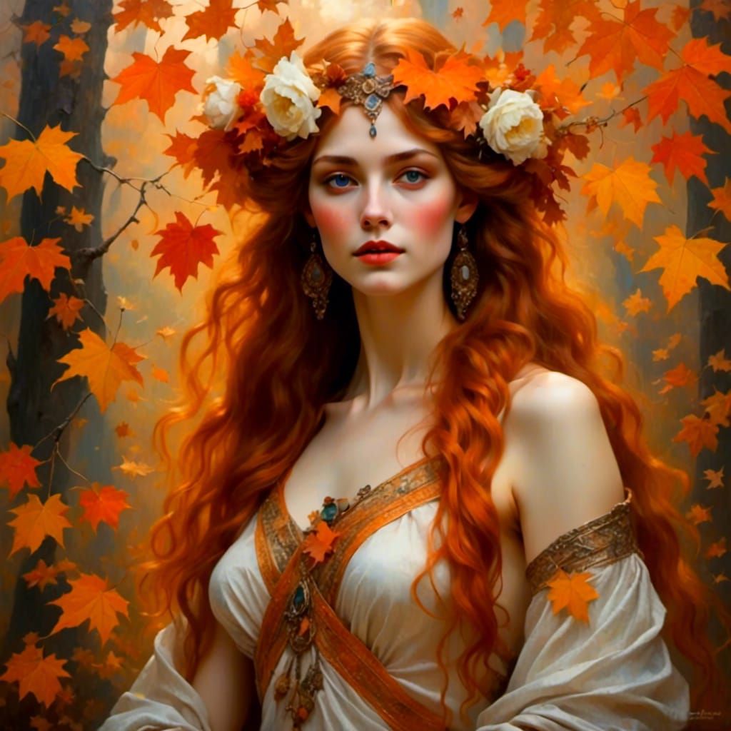 Pagan Earth Goddess in Autumn Colors