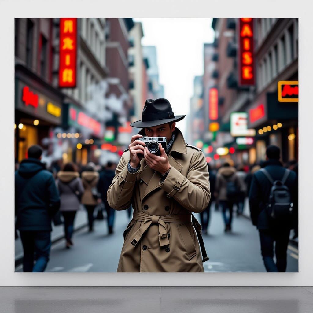 Dynamic City Street Scene in Classic Photography Style