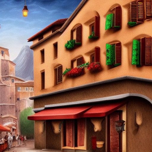 Detailed Matte Painting of Italian Pizza
