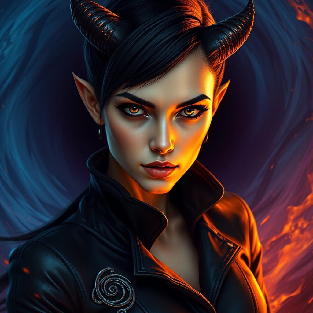 Mystical Demon Woman in Hyper-Detailed Matte Painting Style