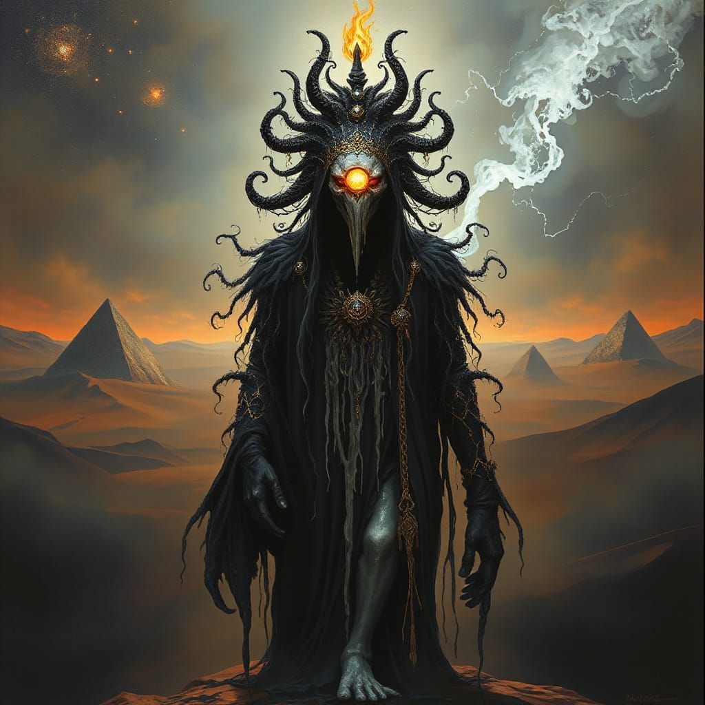 Ethereal Dark Fantasy King Nyarlathotep in Regal Shadow Form