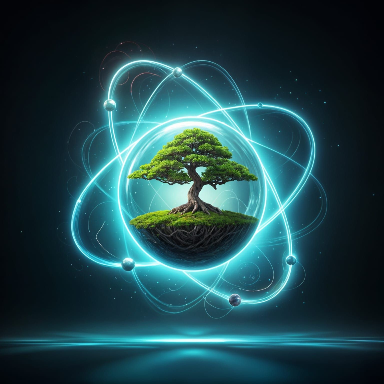 Bonsai Tree Thriving Inside an Atom